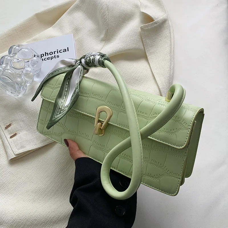 

2022 Summer Luxury Brand Ribbon Design Women Designer Stone Pattern PU Leather Shoulder Bags Fashion Small Handbags and Purses