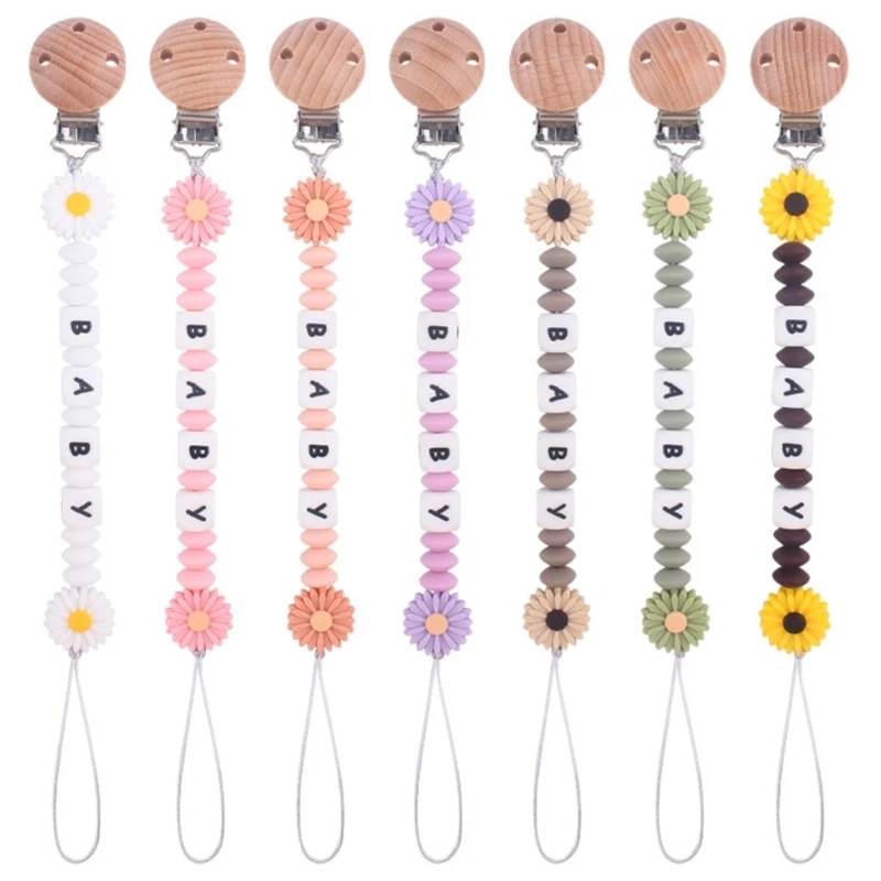 

Baby Pacifier Chain Pacifier Holders Baby Infant Toddlers Teether Toy Pacifier Strap Silicone Clip with Teething Beads