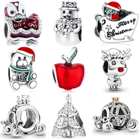 pendants jewelry making beads wrist band pandola bracelet charms accessories for women christmas snowman tree bear deer apple