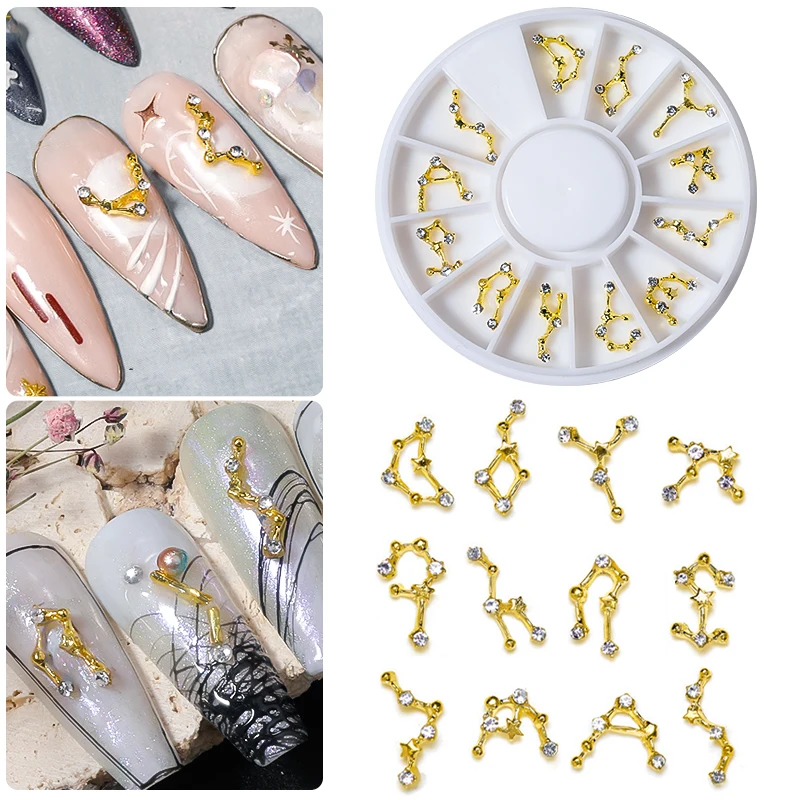 

12 Constellations Alloy Zircon Wheel 3D Strass Stone Crystal Rhinestones Nails Art Decoration Nails Decals Manicure Accessories