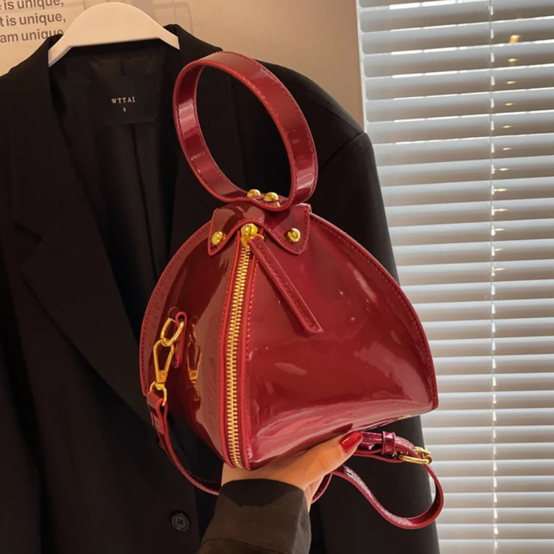 Patent Leather Handbags for Women 2023 New Shiny Fashion Shoulder Bag Ladies Unique Design High Quality Luxury Female Bag Small