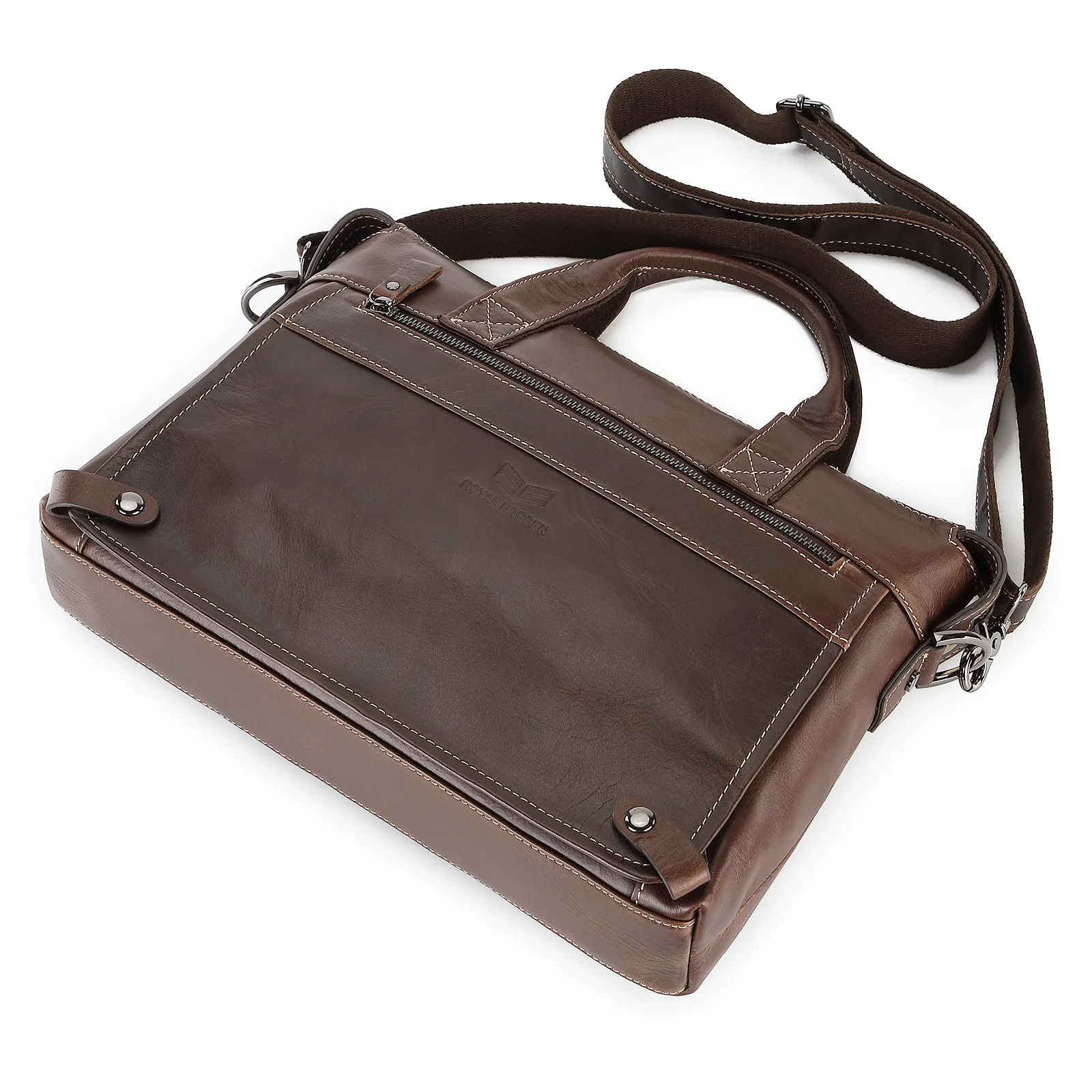 Royal Bagger Laptop Briefcase for Men Genuine Cow Leather Retro Business Male Shoulder Bag Messenger Bags Fashion Handbag Man