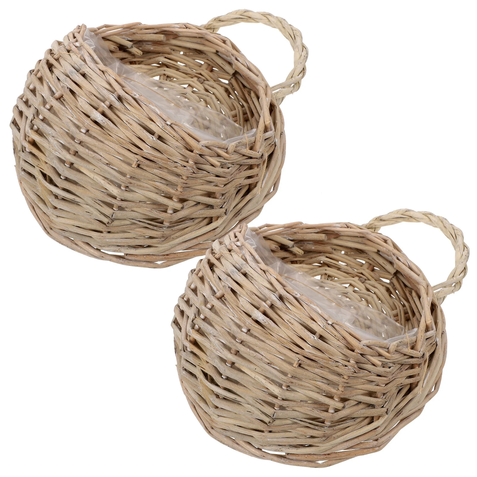 

2 Pcs Hanging Door Kitchen Storage Basket Round Basket Sundries Containers Fruit Planter Wall Decoration