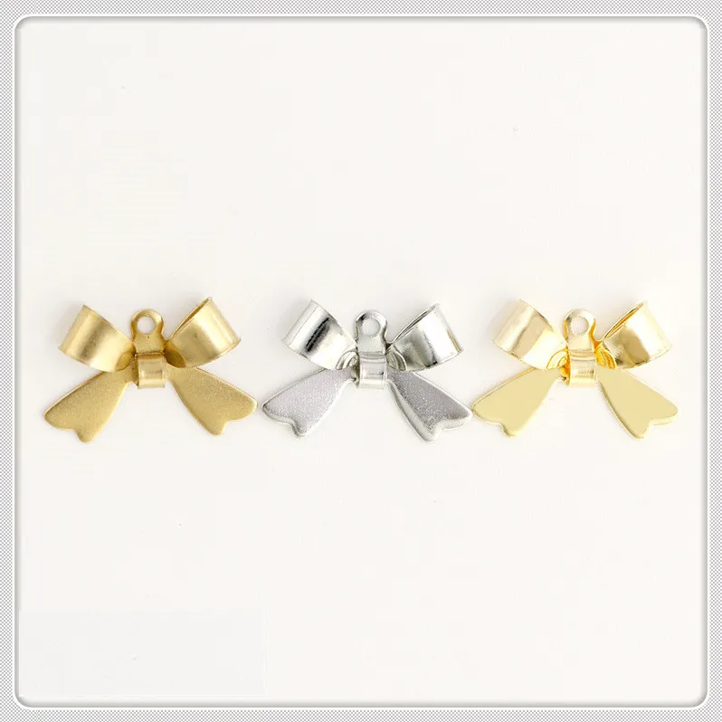 

100 PCS 16x11mm Brass Rhodium KC Gold Plated Bowknot Pendant Charms For DIY Jewelry Making Material