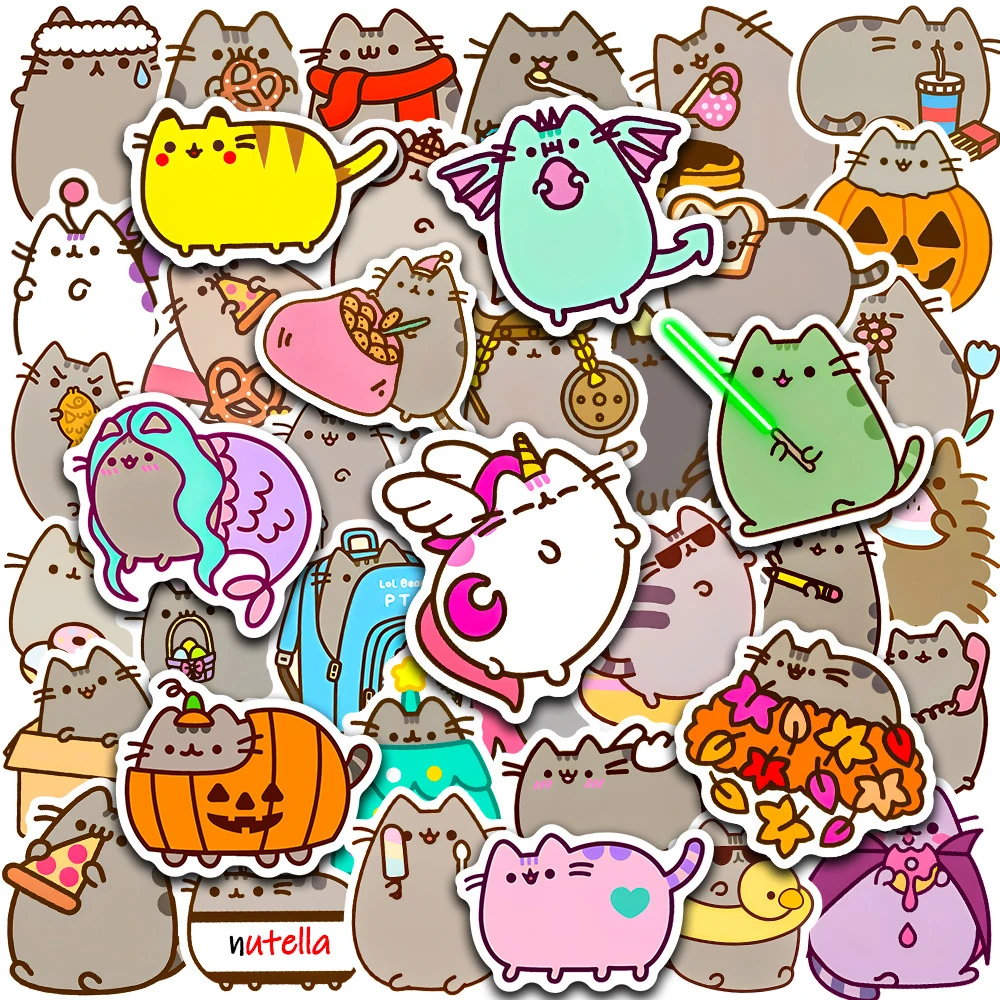 

10/30/50pcs Cute Chunky Cat Cartoon Stickers Decorative Laptop Luggage Phone Scrapbook Notebook Kawaii Graffiti Sticker Kids Toy