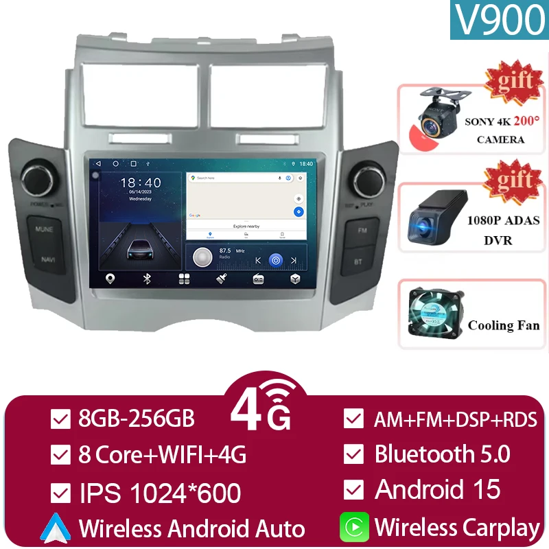 

Android 15 стерео Carplay автомобильный радиоприемник для Toyota Yaris XP90 Vitz Platz 2005-2012 мультимедийный видеоплеер 4G GPS Android Auto BT