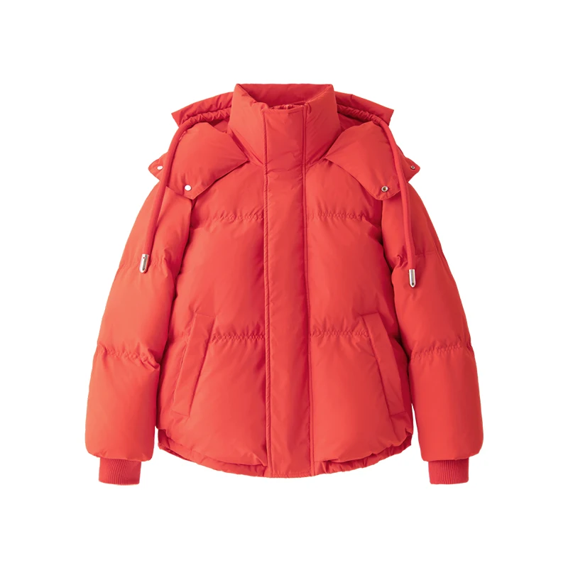 Winter Winter Coat Women  90% White Duck Down Casual Winter Hood High Waist  Zipper  Spliced  Puffer Jackets for Women