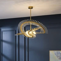 luxury crystal glass chandelier dining living room postmodern led lighting hanging fixture gold bedroom restaurant designer lamp