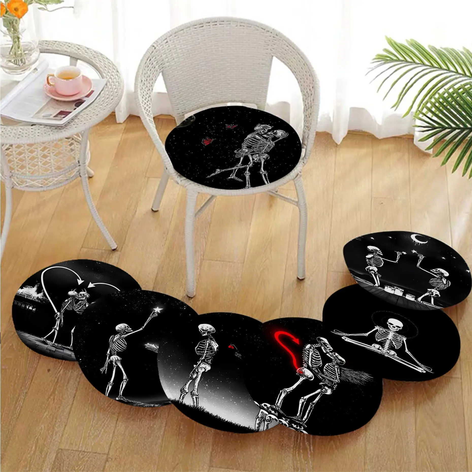 

Simple Skull Printing Simplicity Multi-Color Fabric Cushion Non-slip Living Room Sofa Decor Stool Tatami Office Decor Tatami