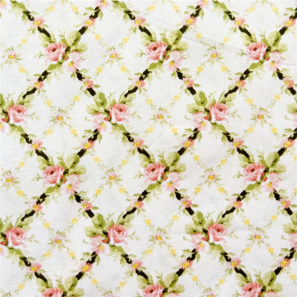 

Lingge retro flower Cotton Fabric Girl Baby Lolita Skirt Cloth Huian headscarf Material Home Decoration Sewing