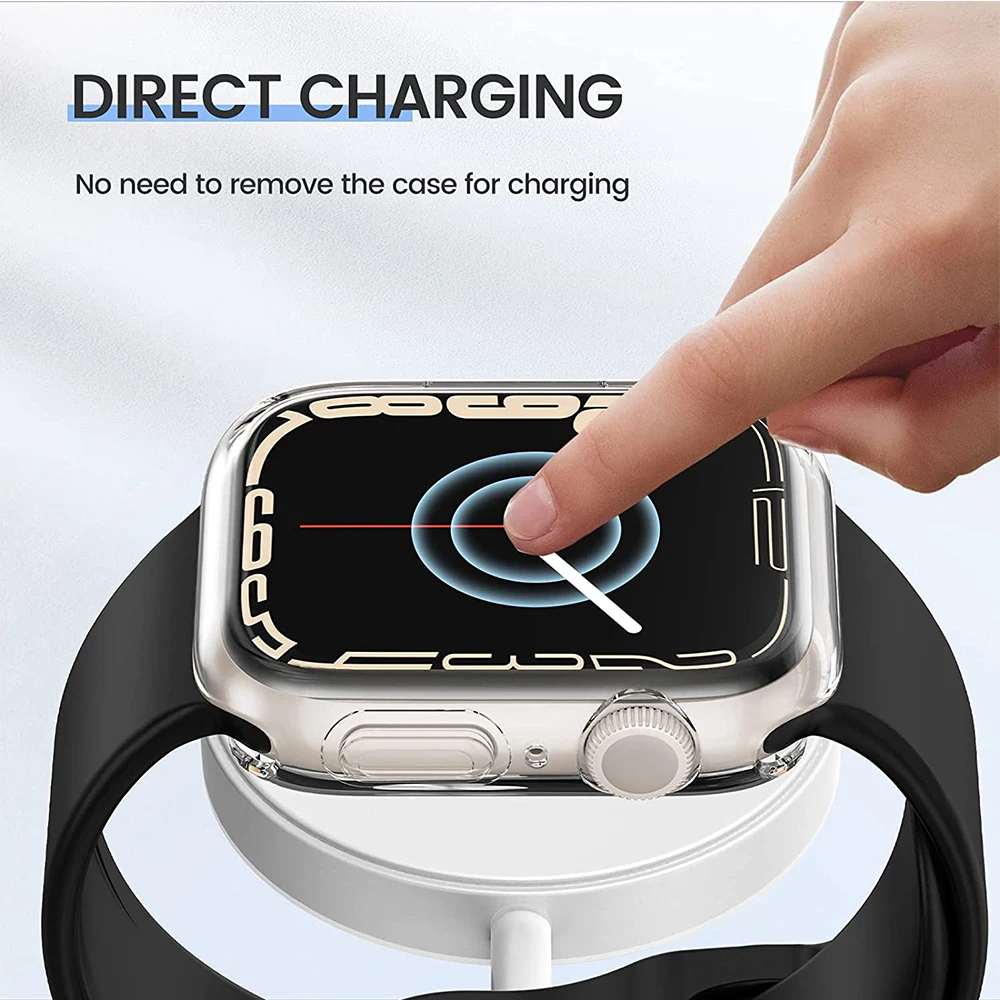 TPU Cover for apple watch band series 8 7 6 5 4 SE 44mm 40mm iwatch 3 38/42mm Accessories bumper screen protector case 41mm 45mm