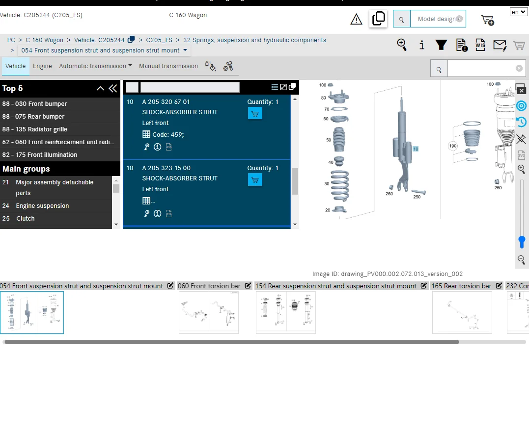 Автомобильный передний амортизатор W205 C180 C200 C220 C250 C300 C350 4matic AMG C63 подходит для Mercedes