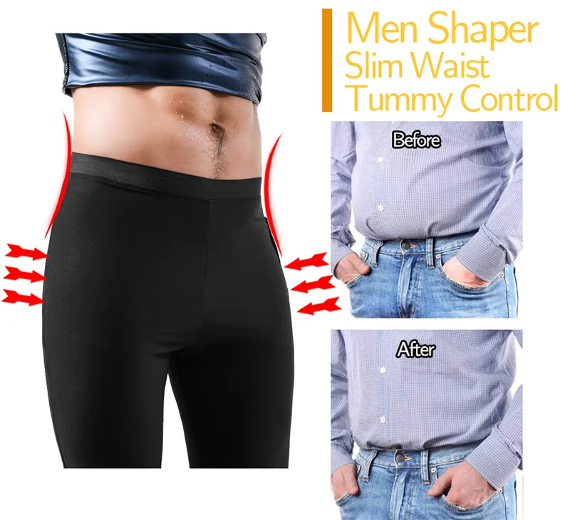 NINGMI Men Body Shaper Slimming Pants Man Sauna Pants Waist Trainer Suana Shaperwear Legging Pants Fittness Sweat Pants