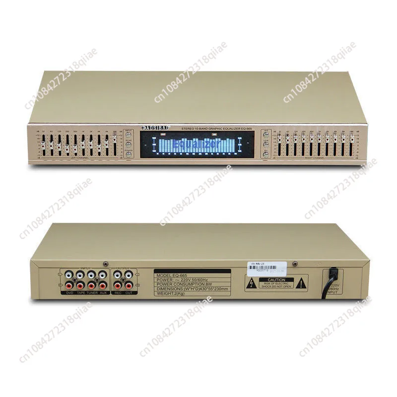 Фото 220В EQ665 Эквалайзер Hi-Fi для дома, двойной 10-полосный стереоэквалайзер с регулировкой высоких, средних и низких частот, со встроенным Bluetooth, новинка №5