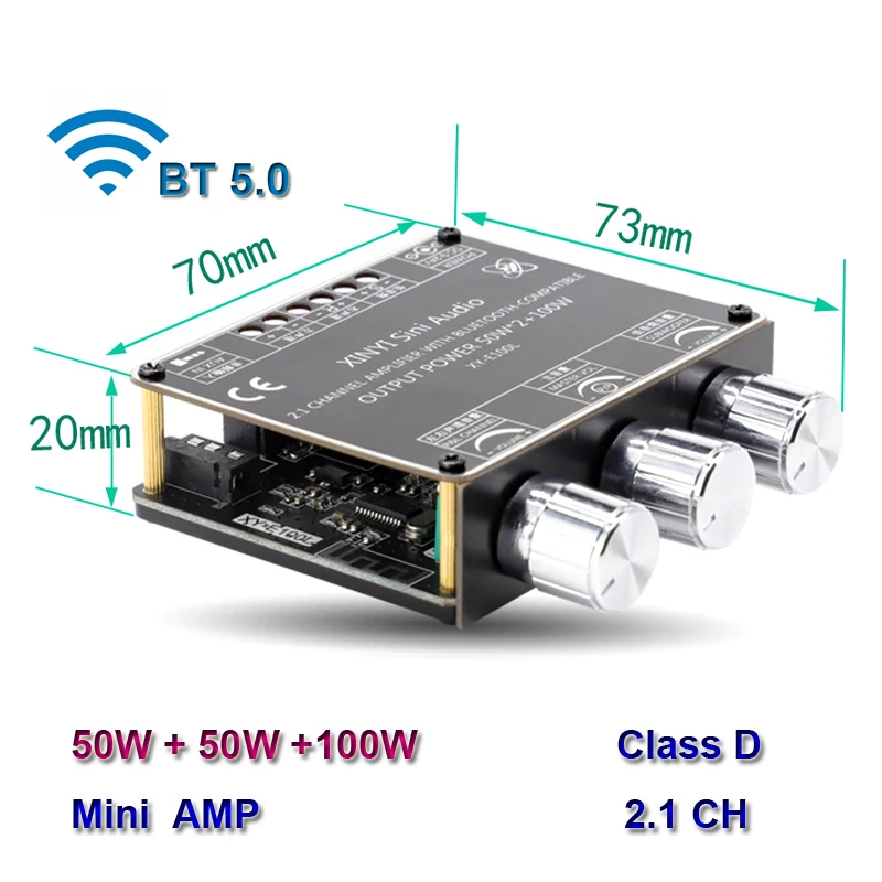 2*50 Вт + 100 Bluetooth Класс D 2 1 CH усилитель сабвуфера плата домашний кинотеатр аудио