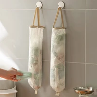 home grocery bag holder wall mount reusable grocery bags dispenser hanging garbage storage packing pouch kitchen organizer