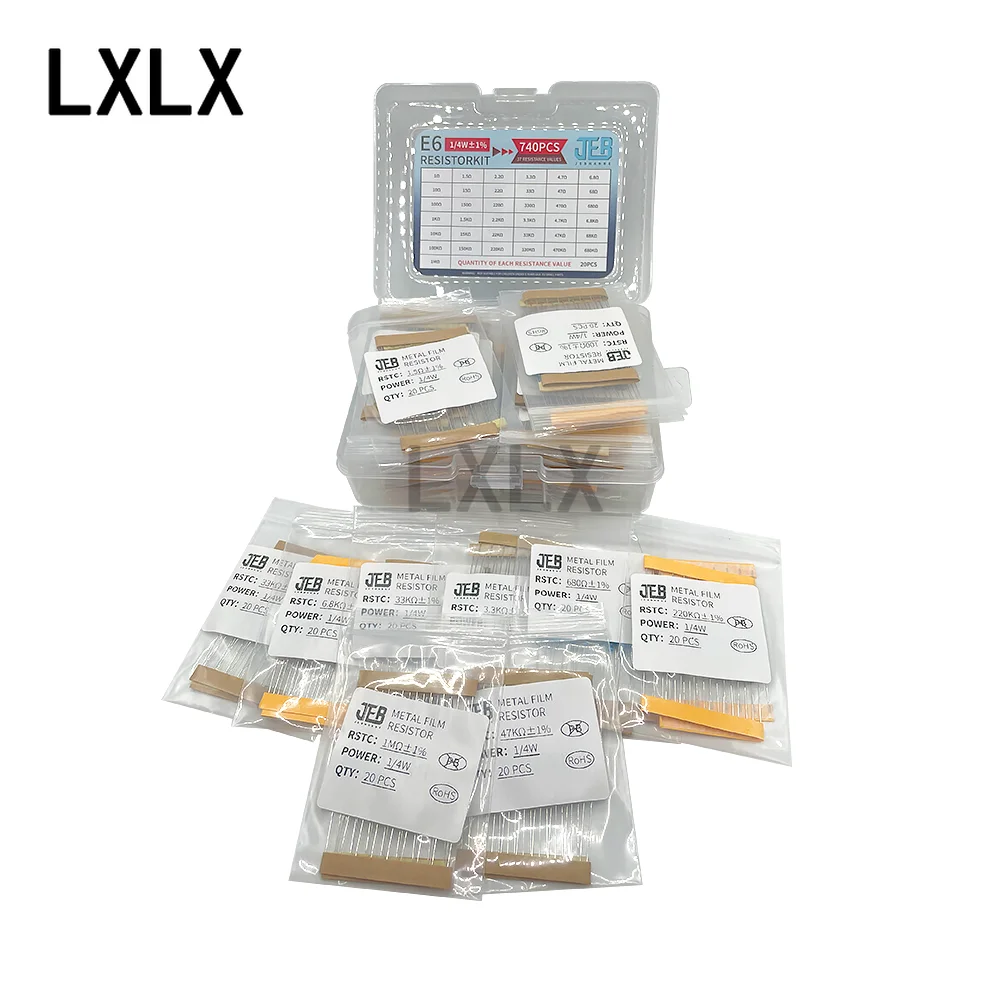 Комплект резисторов 1/4 Вт 1R-1M E6 37 стандартных значений 20 шт. каждая 740 0 25 и 1% Допуск