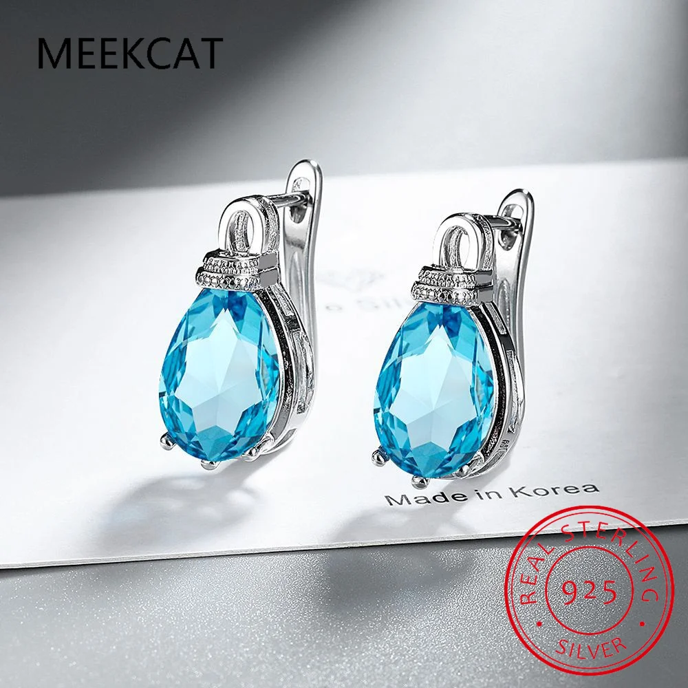 Серьги-кольца из стерлингового серебра 925 пробы с натуральным красным гранатом