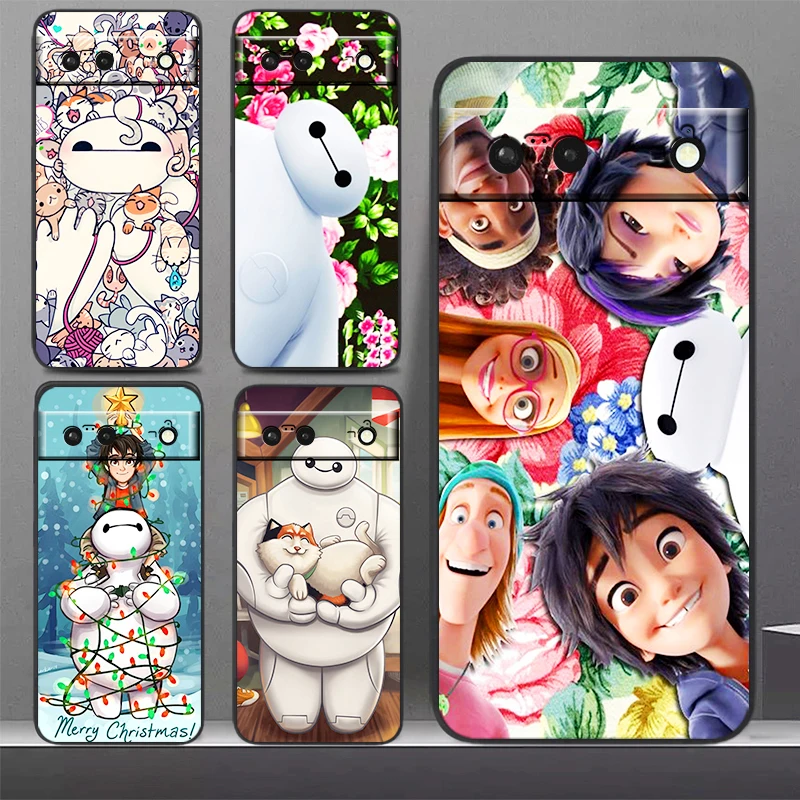 

Cartoon Cute Big Hero 6 Baymax Phone Case For Google Pixel 7 6 Pro 6A 5A 5 4 4A XL 5G Black Soft Cover Fundas Coque Capa
