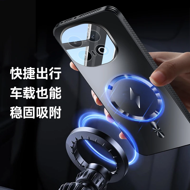 iQOO13 Магнитный чехол для iQOO 13 Ударопрочная крышка Автомобильный TPU+PC 2 в 1 Защита
