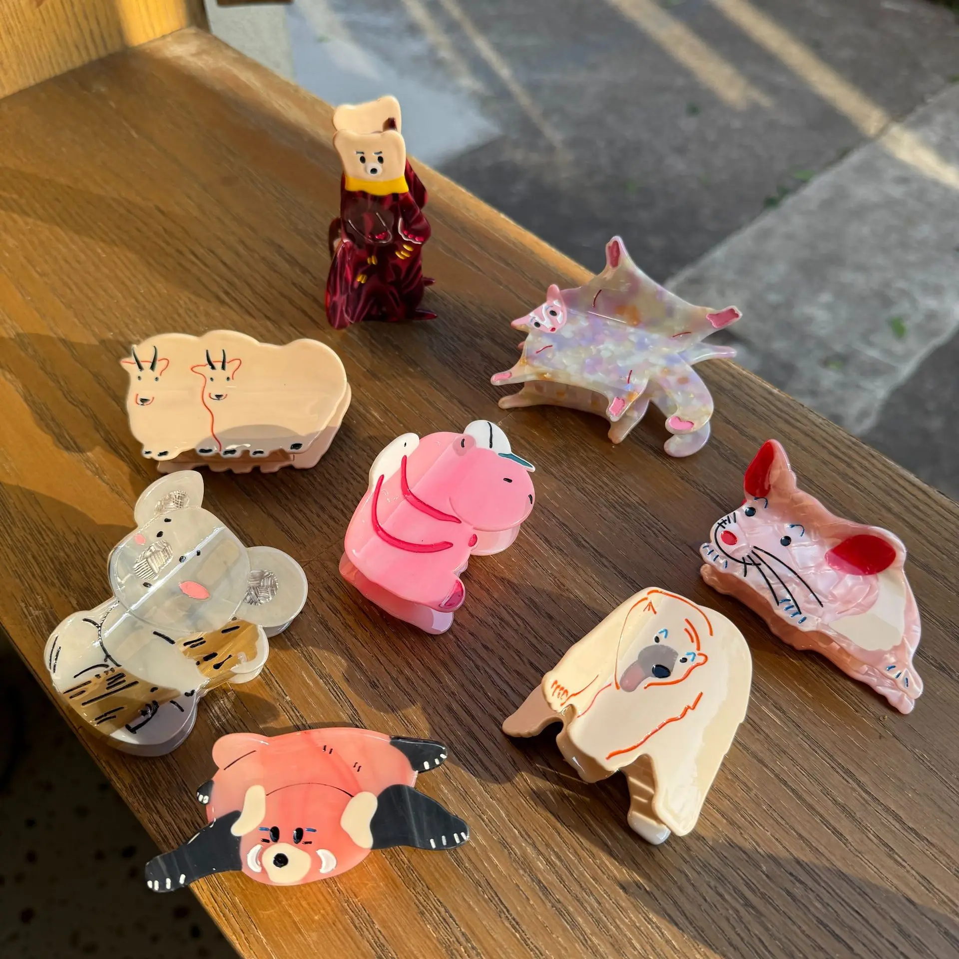 Ацетатный милый мультяшный енот белый медведь коала овца заколка для волос с