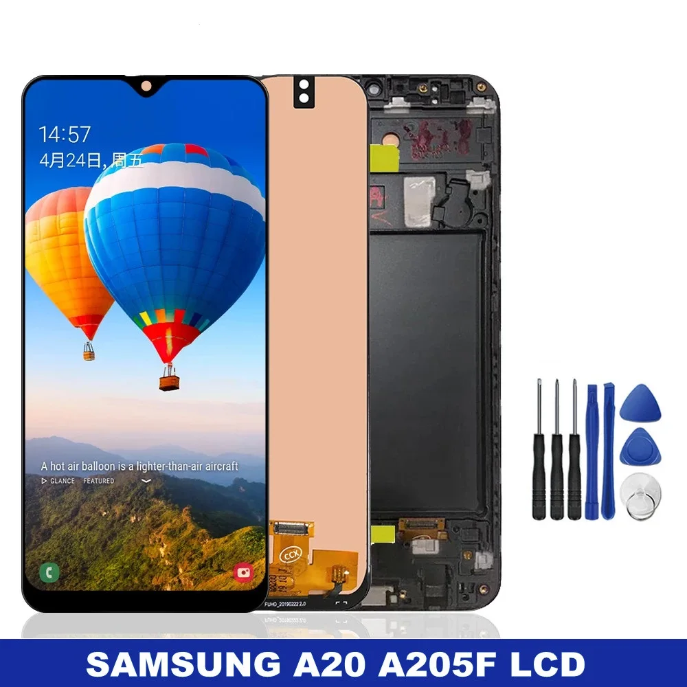 

A20 Display Screen With Frame, for Samsung Galaxy A20 A205F/DS A205G/DS Lcd Display Touch Screen Digitizer Assembly Replacement