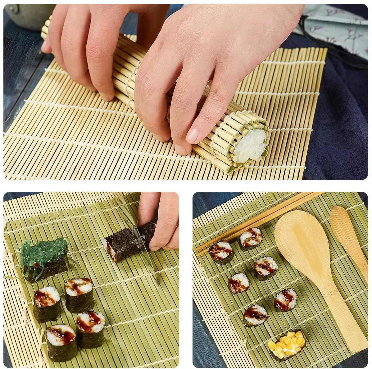 

19pcs Sushi Making Kit Bamboo Mat All In One Bazooka Maker with Bamboo Mats Bamboo Chopsticks Paddle Spreader Chopsticks Holder