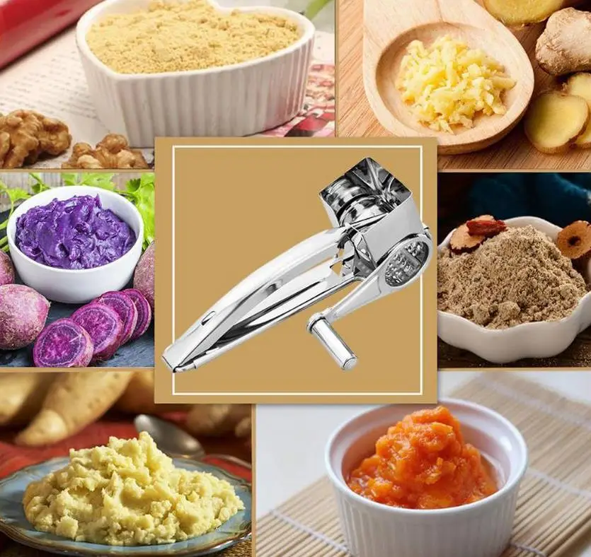 Rotary Cheese Grater Shredder Butter Cutter Cheese Chocolates Shredder Slicer Garlic Cutter Grinder Kitchen tool Stainless Steel images - 6