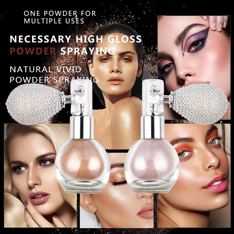 High Gloss Brightening Glitter Powder Spray Shimmer Sparkle Powder For Face Body Highlight Makeup