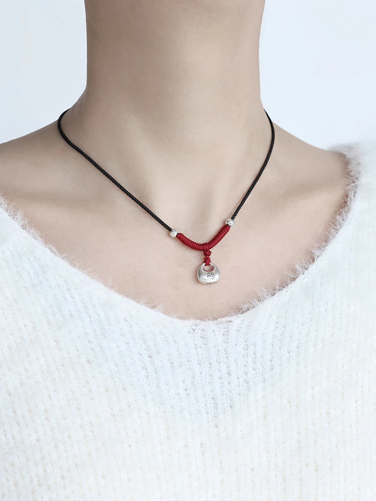 Китайский Sle Safe Lock ожерелье из стерлингового серебра женский дизайн твердое