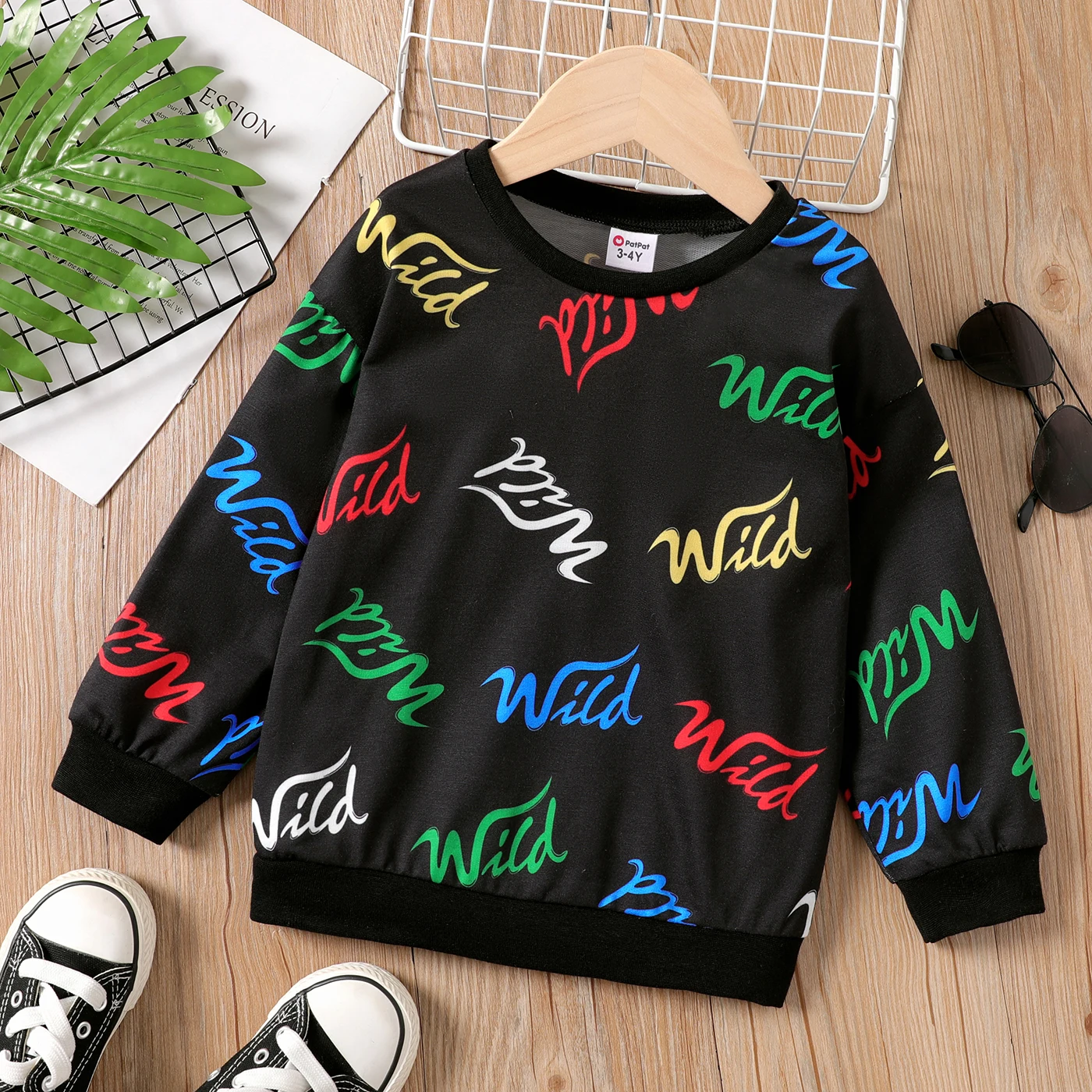 

PatPat Toddler Boy Allover Letters Print Long-sleeve Sweatshirt