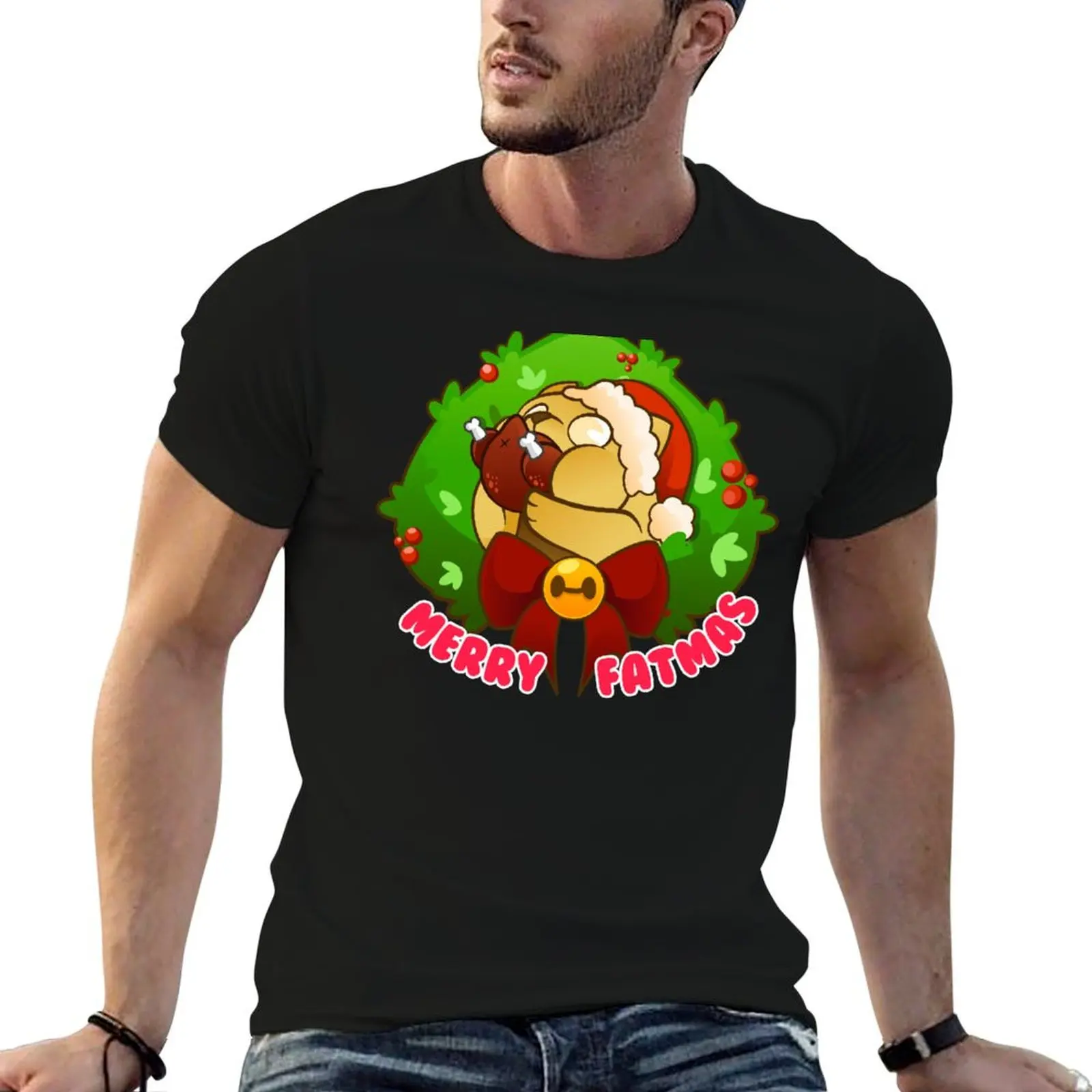 Футболка Merry Fatmas новое издание мужской одежды в тяжелом весе