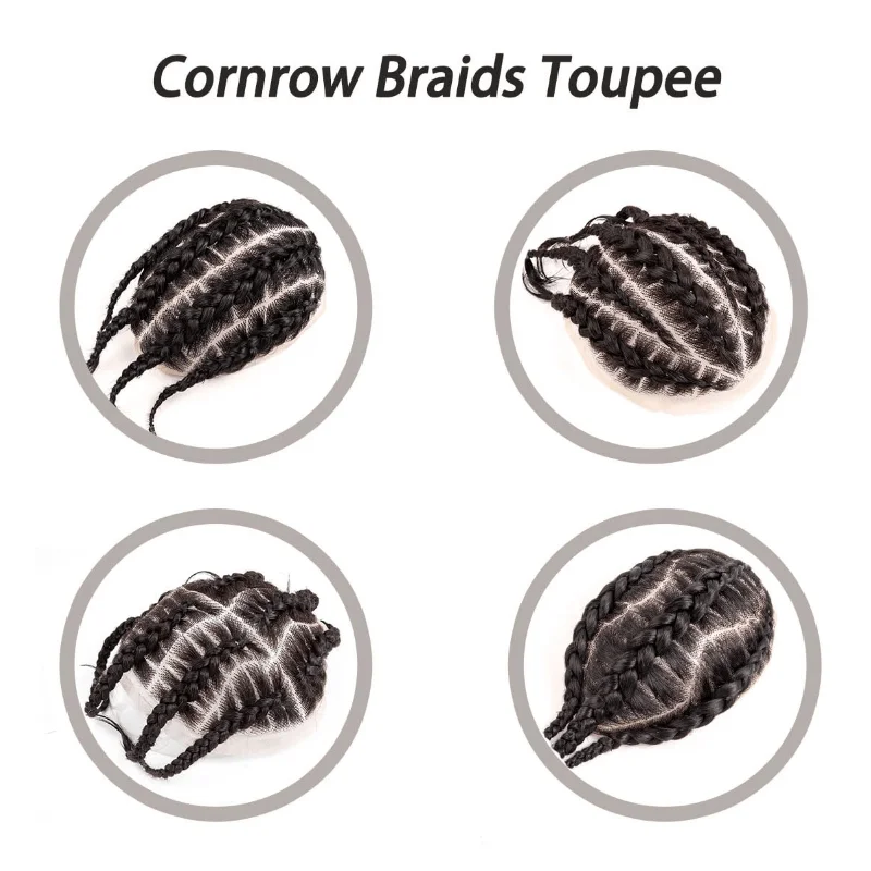 Мужской парик плетеный полный кружевной для чернокожих мужчин 100% замена