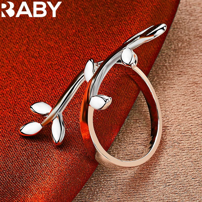 

925 Sterling Silver Branch Leaf Opening Rings For Women Man Fashion Party Charm Wedding Simple Temperament Popular Jewelry