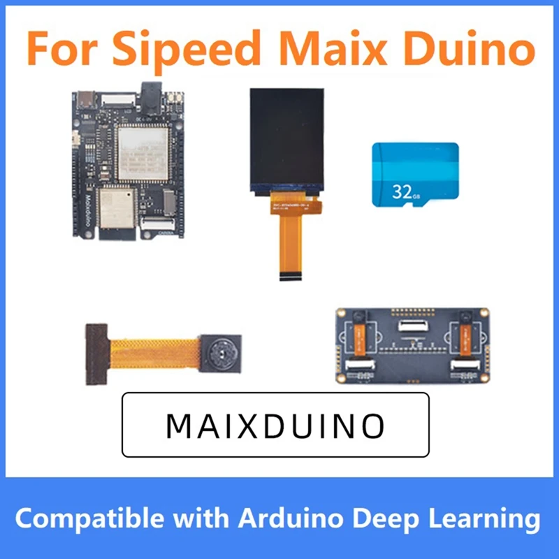 For Sipeed Maix Duino Development Board K210 RISC-V AI+LOT ESP32 Module With Cam+2.4 Inch Screen+Binocular Cam+TF Card Kit