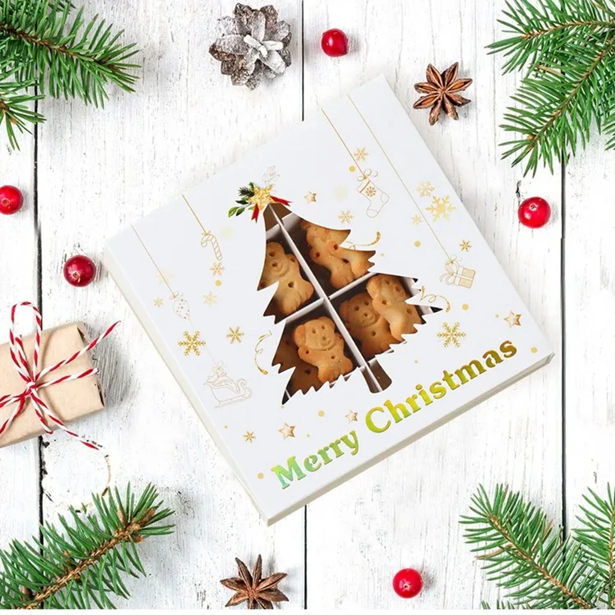 Рождественская коробка для печенья конфет Рождественское украшение дома 2024