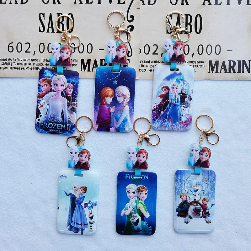 

Disney Princess Keychain Cute Frozen Elsa Anna Princess Retractable Keyring Student Meal Card Campus Card Work Card Key Chain
