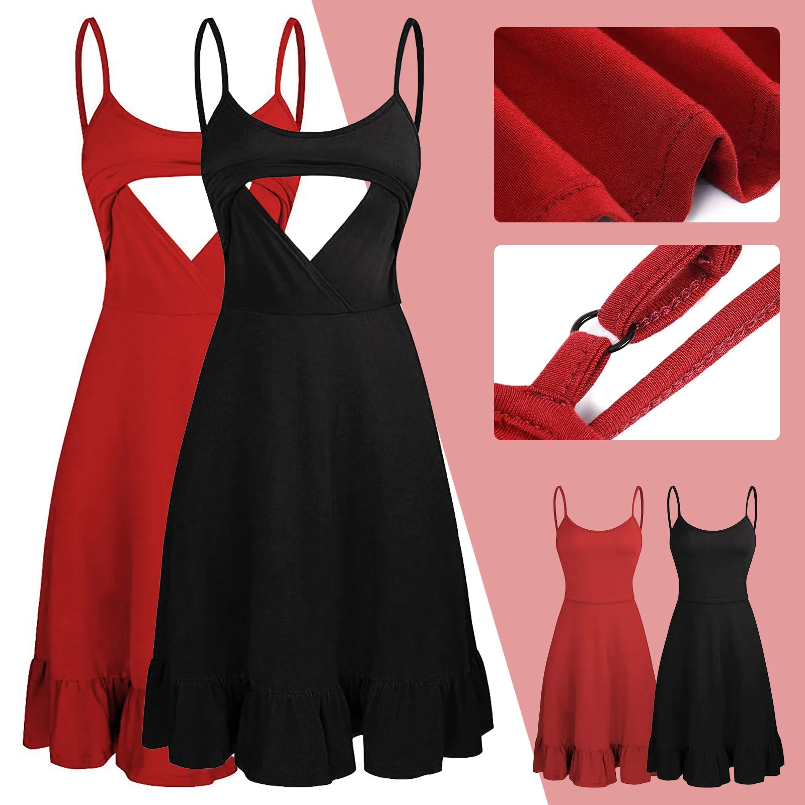 

Pregnant Women Clothes Pure Color Sling Breastfeeding Dress Maternity Dress Maternity Clothes платье для беременных
