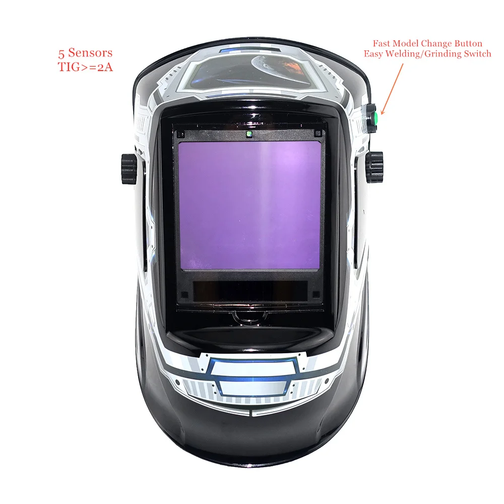 

EN379 Welding Helmet Auto Darkening Welding Mask 3 View Windows Size 100x93mm (3.94x3.66") DIN 4-13 Optical 1111 5 Sensors