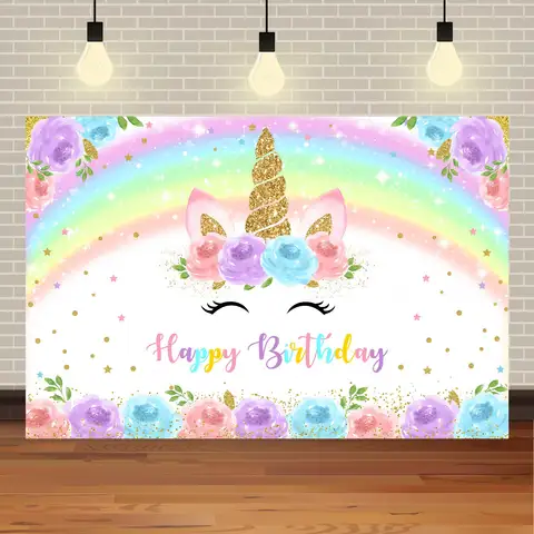 NeoBack с днем рождения для девочек розовый Декор принцесса Единорог фон для фотосъемки фон для детской фотосъемки