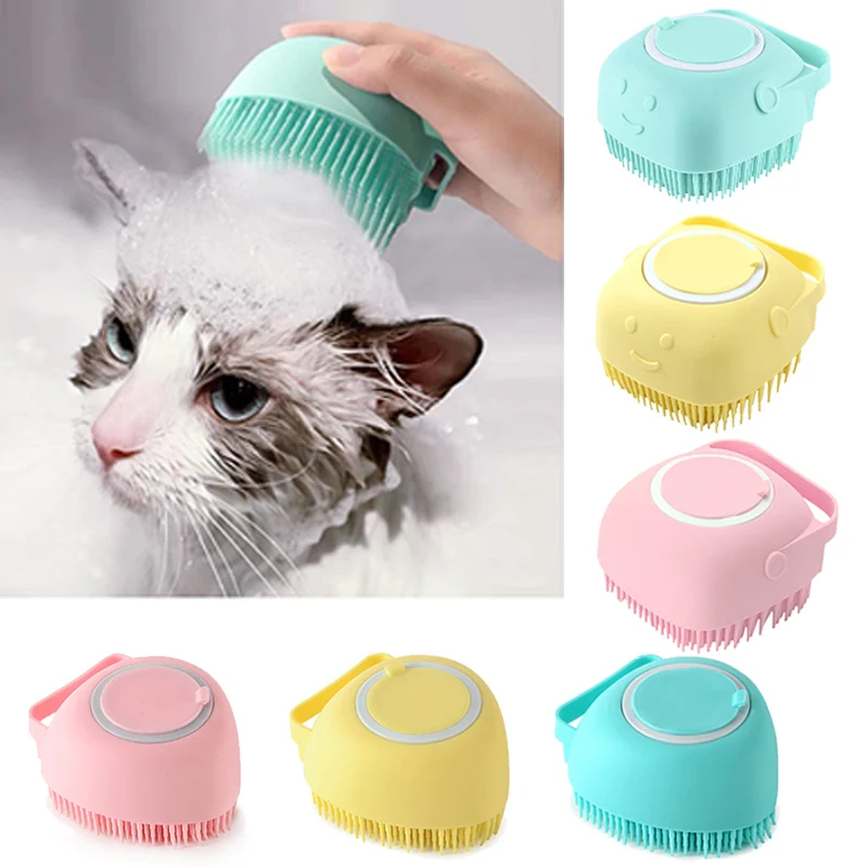 

Dog Bath Brush Massage Gloves Safety Soft Silicone Comb with Shampoo Box Pet Accessories Cat Bath Grooming Tools