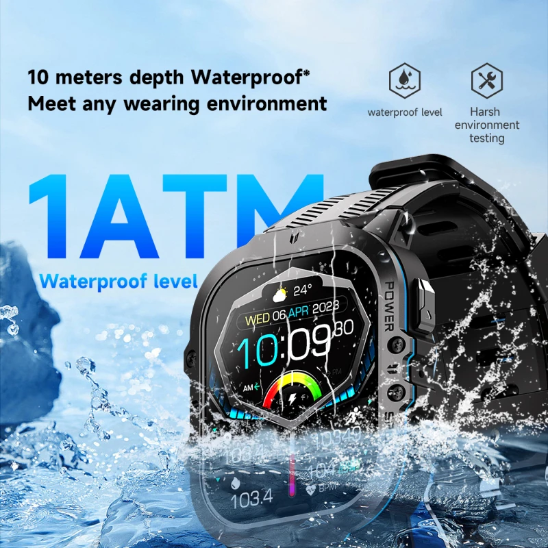 Смарт-часы мужские водонепроницаемые (1 атм) с AMOLED дисплеем