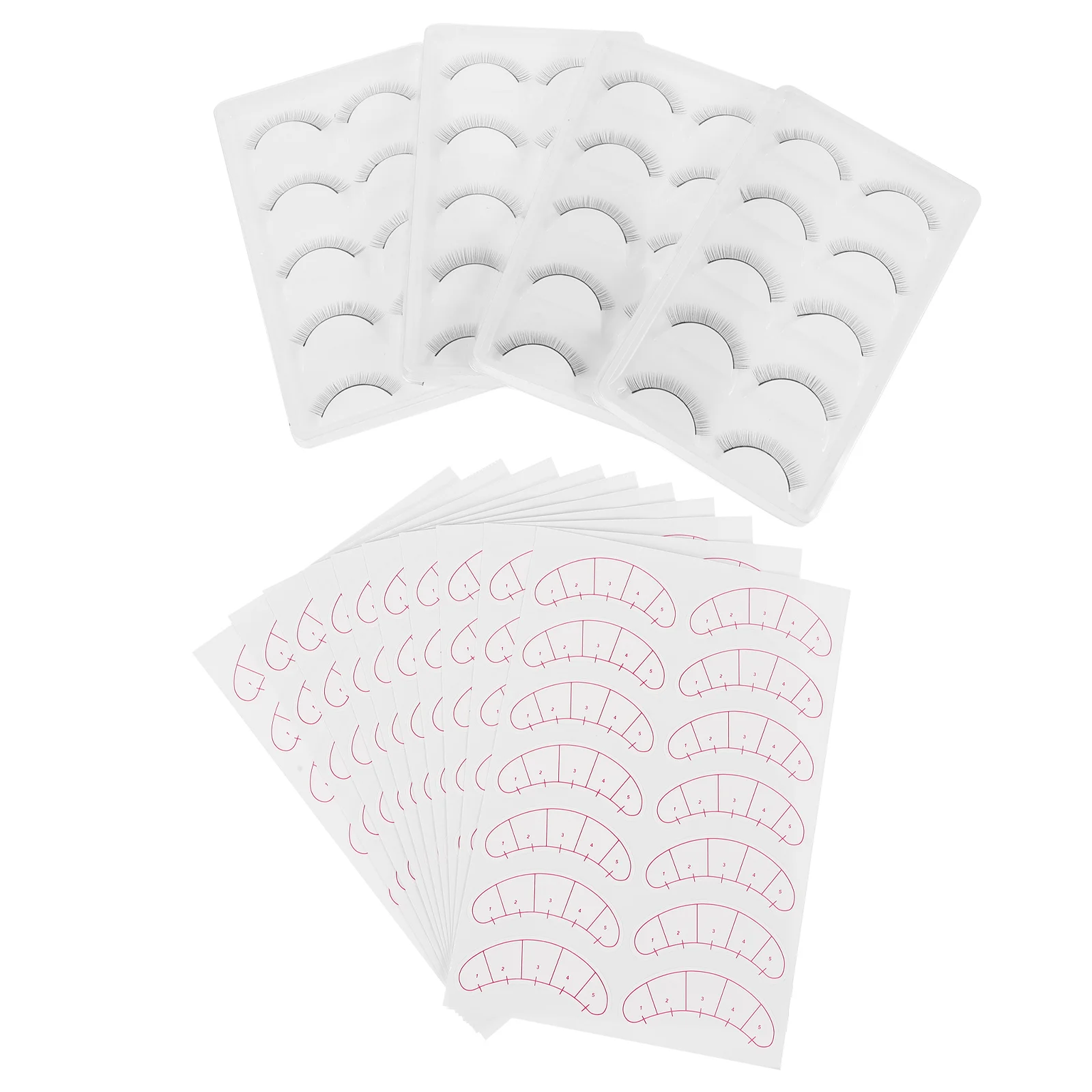 

20 Pairs False Eyelash Fake Eyelash with 10 Sheets Lash Pads Lashes Sticker Eyelashes Position Sticker