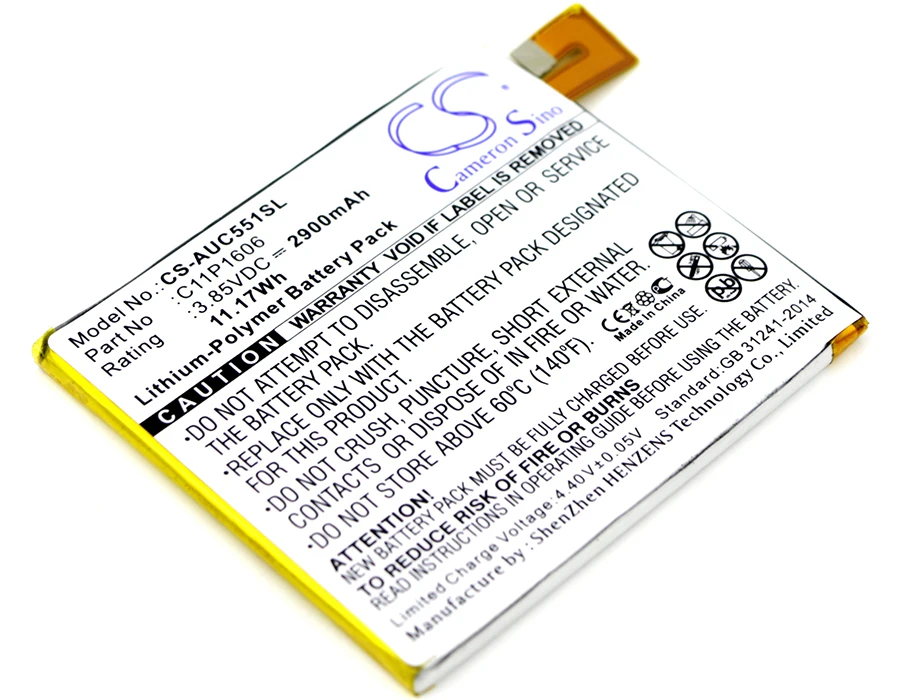 

CS 2900mAh/11.17Wh battery for Asus ZC551KL, ZenFone 3 Laser 0B200-02250000, C11P1606