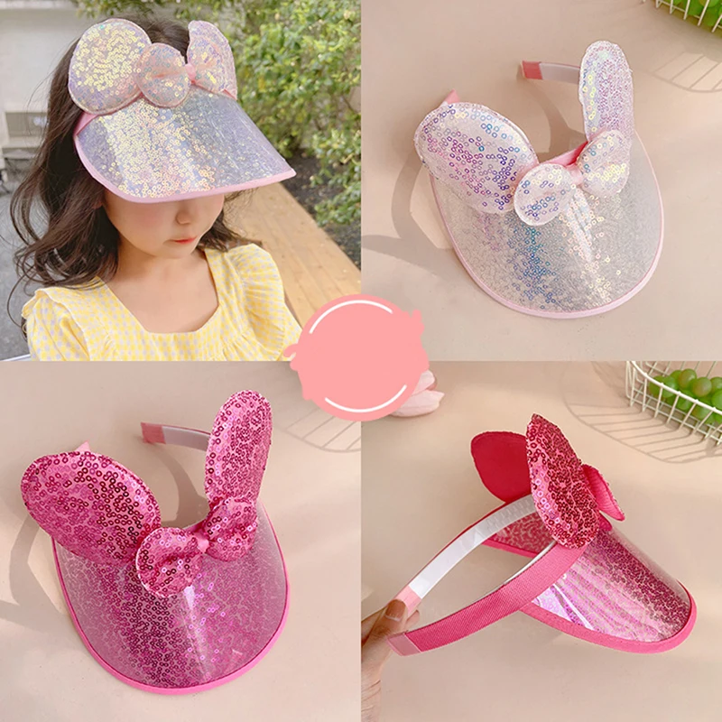 

New Kids Sun Hats Children Summer Visors Cute Rabbit Bowknot Hat Summer Hat for Kids Girls Hats 3-12years Old