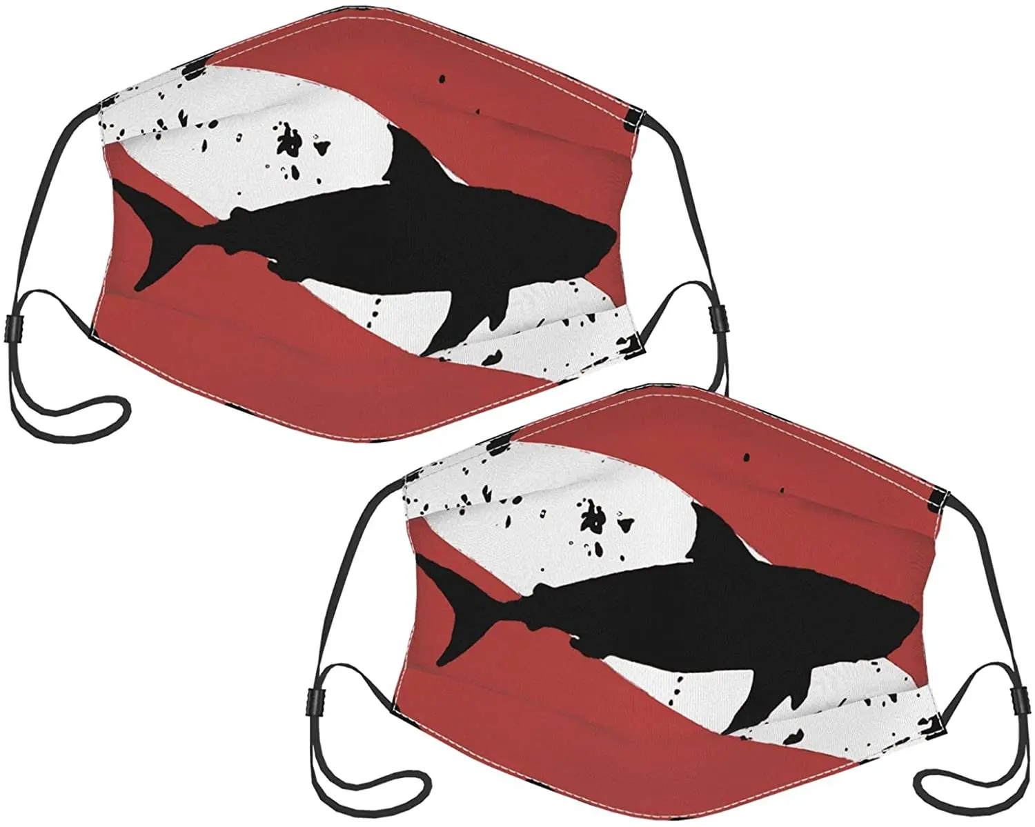 

Shark Flag Reusable Couple Mask with 4 Filters Fashion Washable Earring Mask（2 pcs）