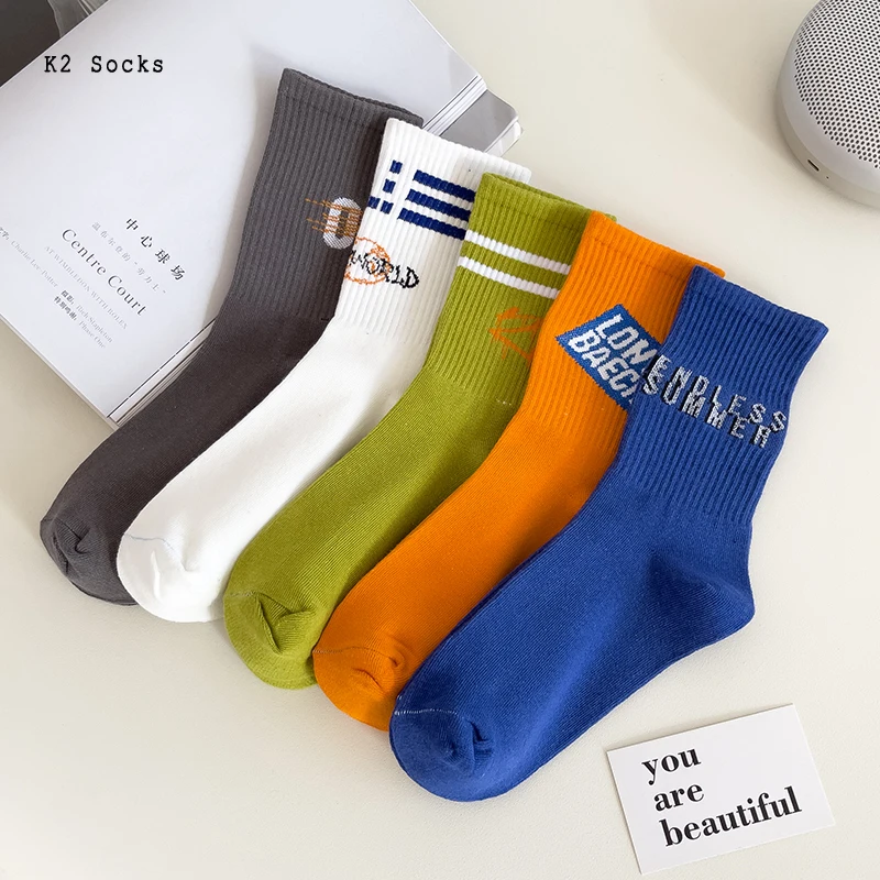 

Новинка уличная одежда трендовые чулки с надписью хлопковые в стиле Харадзюку полосатые в стиле хип-хоп скейтборд модные забавные Длинные ...