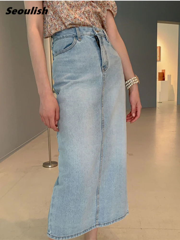 

Женская юбка-карандаш с высокой талией, с разрезом сзади