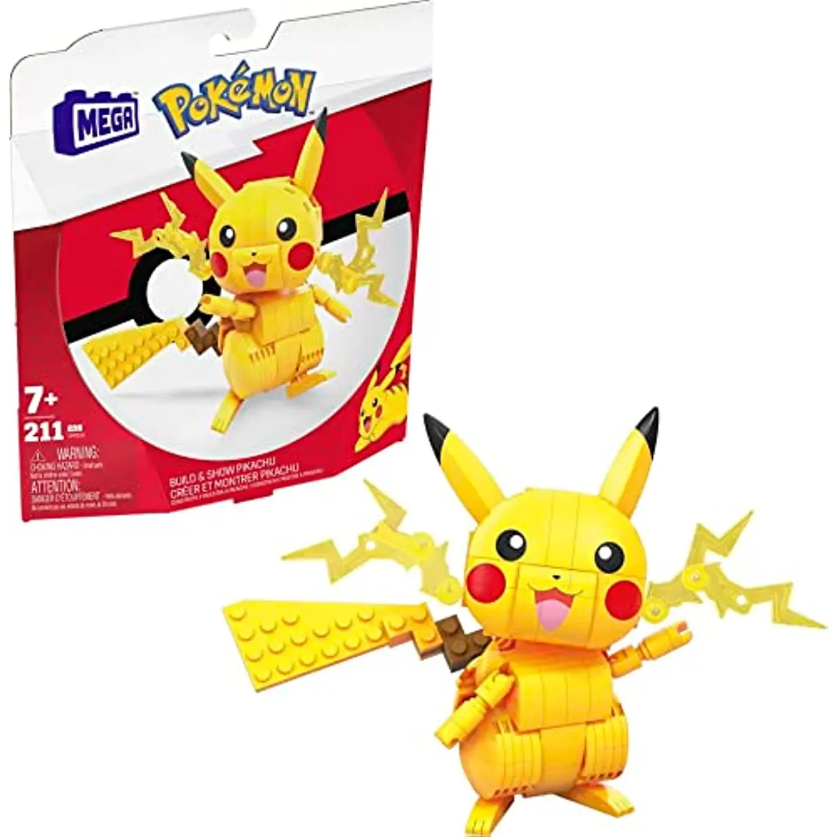 

MEGA Pokémon Action Figure Collectible Building Toy Poseable 4 Inch Pikachu Officially Licensed Collectible for Display