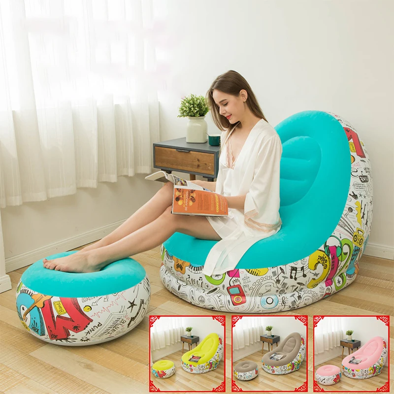 

Modern Living Room Sofa Furniture Inflatable Folding Lazy Sofa Bed Muebles Outdoor Garden Lounger Beach Deck Chair Pedal Stool